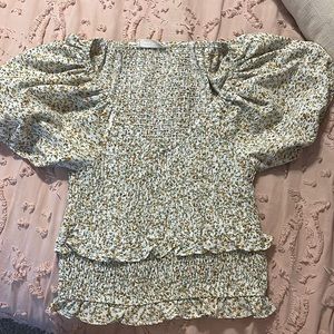 altrd state floral print ruffled smocked top!